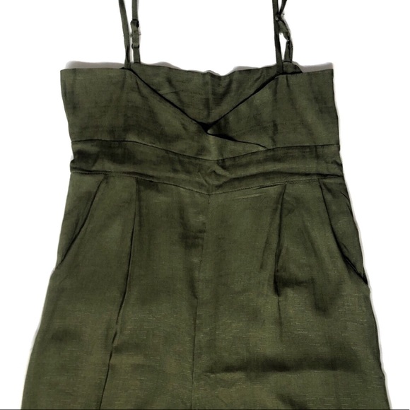 SOLD • Olive Green Wide Leg Overall Jumpsuit - Picture 4 of 6